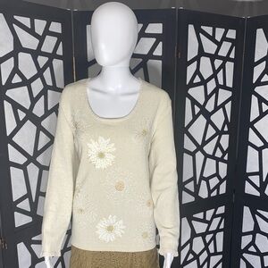 Talbots Cream Floral Sweater